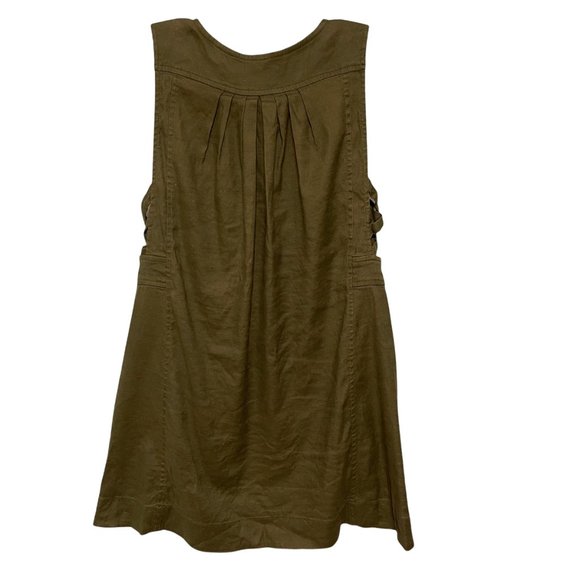 Free People Olive Army Green Linen Blend Moonshine Mini Dress - Picture 3 of 4
